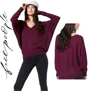 NWT Free People Free People Santa Clara Thermal top tunic blouse wine S